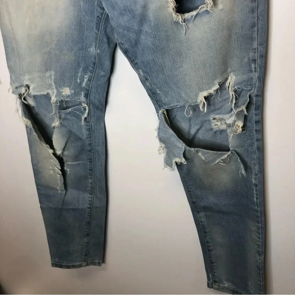 Represent men’s essential jeans distressed grunge light wash 32